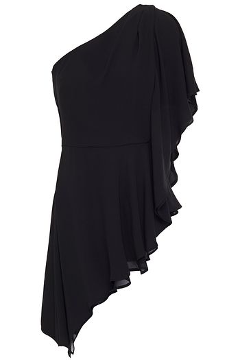 HALSTON One-shoulder draped georgette top