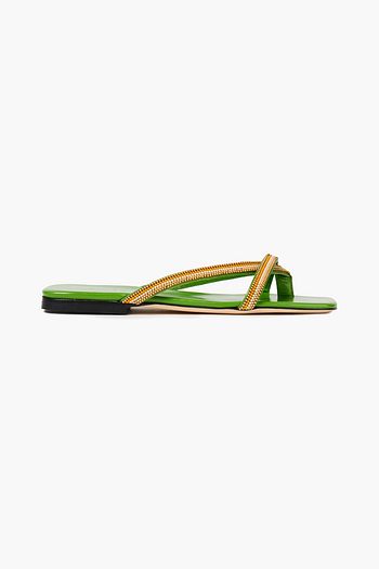 BY FAR Deni bead-embellished leather sandals