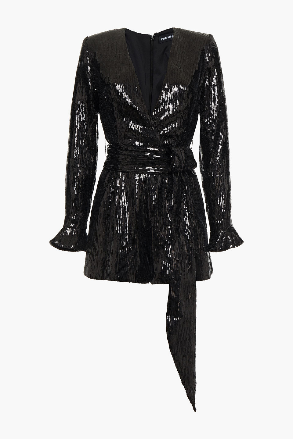 Woman Wrap-effect Sequined Crepe De Chine Playsuit