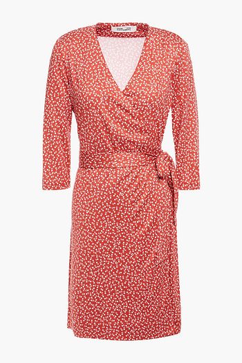 DIANE VON FURSTENBERG Floral-print silk-jersey mini wrap dress