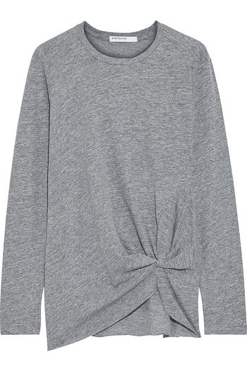 STATESIDE Knotted mélange slub jersey top