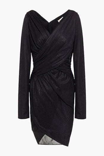 ALEXANDRE VAUTHIER Wrap-effect metallic ribbed-knit mini dress