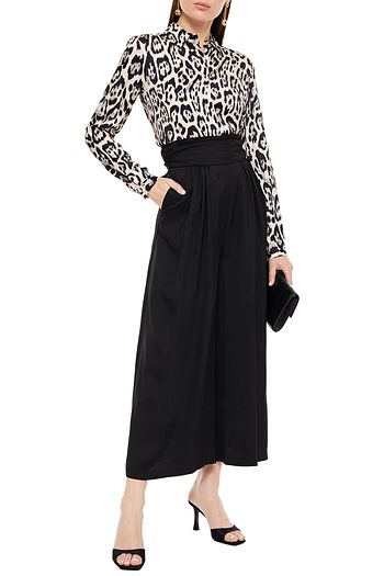 ALEXANDRE VAUTHIER Belted gathered twill wide-leg pants