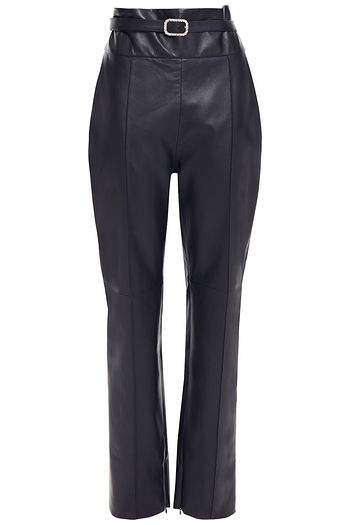 ALEXANDRE VAUTHIER Crystal-embellished belted leather tapered pants