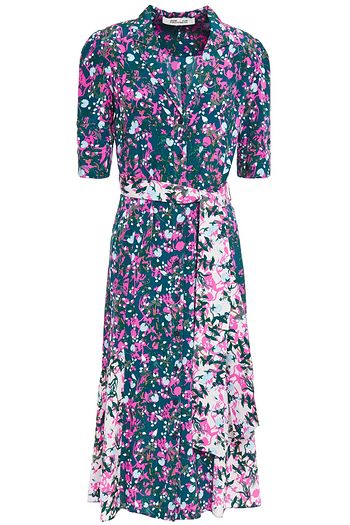 DIANE VON FURSTENBERG Floral-print silk crepe de chine shirt dress