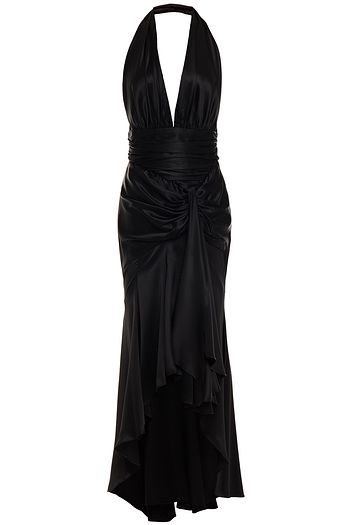 ALEXANDRE VAUTHIER Draped ruched stretch-silk satin halterneck gown