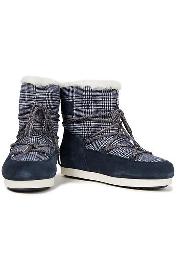 MOON BOOT Far Side Low lace-up checked woven and suede snow boots