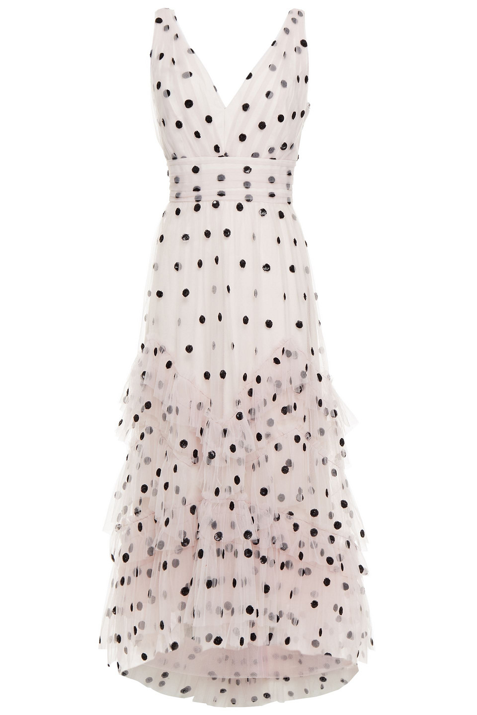 Tiered Polka-dot Sequin-embellished Tulle Gown