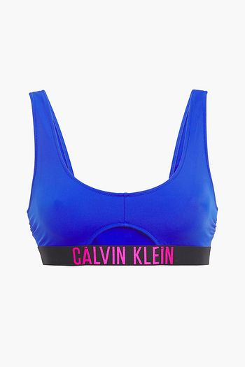 CALVIN KLEIN Monogram-trimmed cutout bikini top