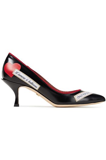 DOLCE & GABBANA Appliquéd printed leather pumps