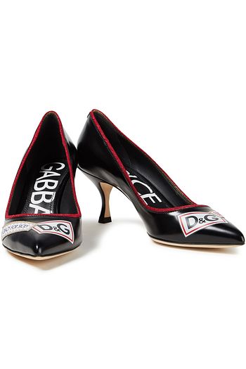 DOLCE & GABBANA Appliquéd printed leather pumps