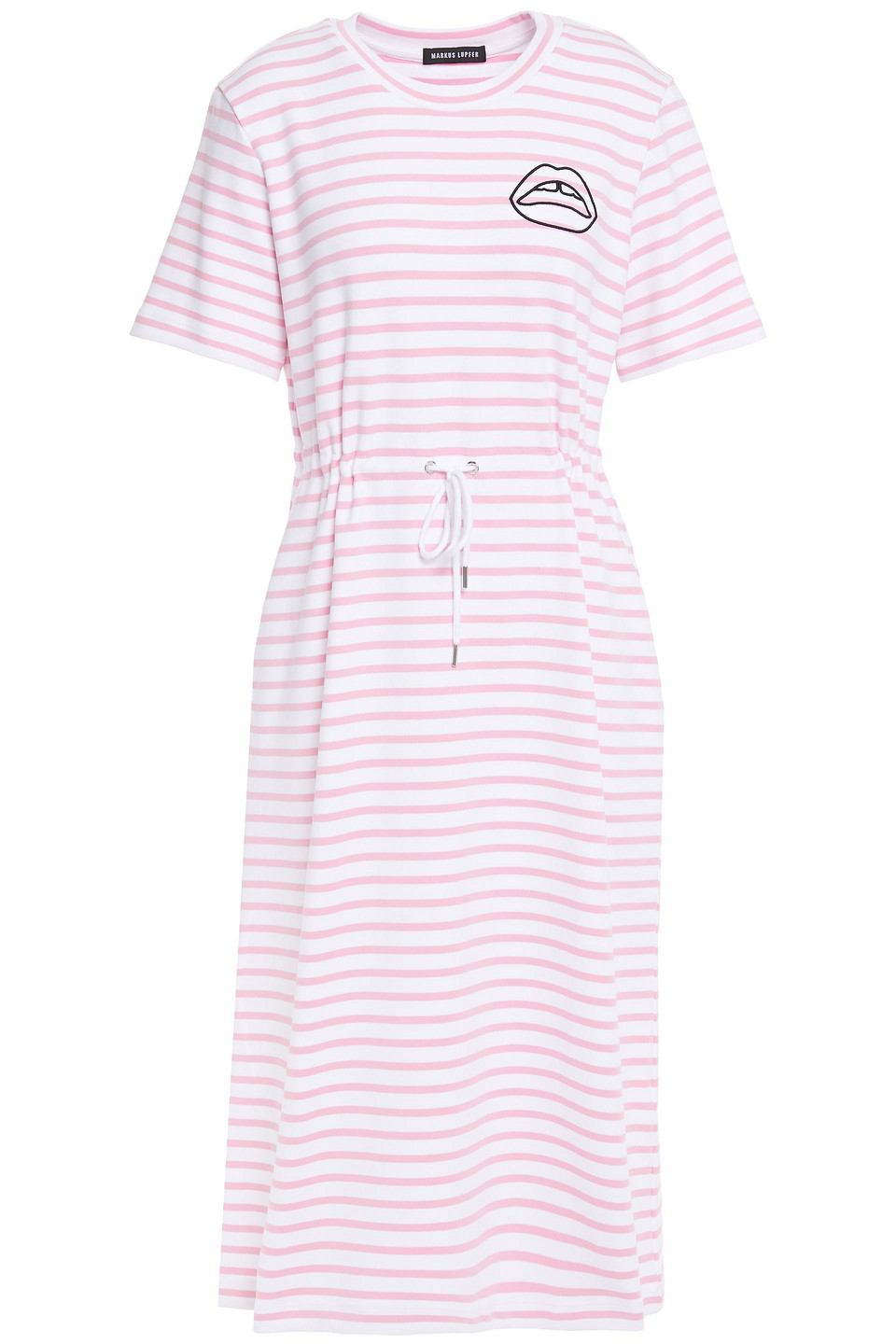 Ivy Embroidered Striped Stretch-cotton Midi Dress