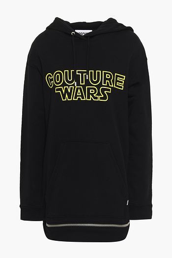 MOSCHINO Printed French cotton-terry hooded sweatshirt