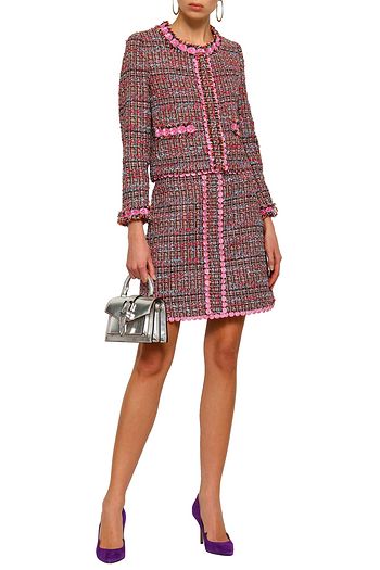 BOUTIQUE MOSCHINO Appliquéd bouclé-tweed mini skirt