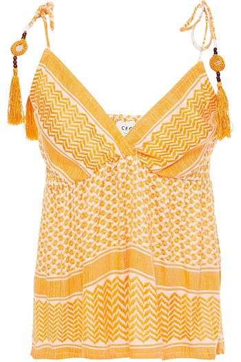 CECILIE COPENHAGEN Mary embellished shirred jacquard top