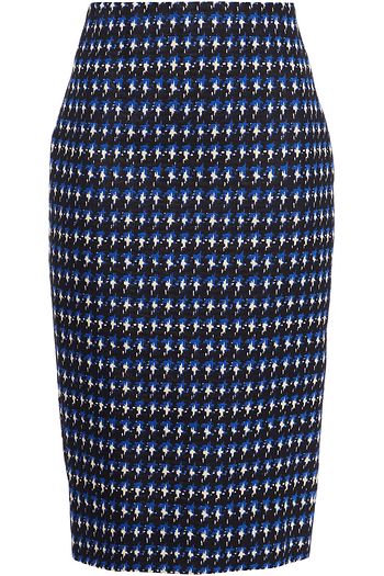 VICTORIA BECKHAM Houndstooth cotton-blend jacquard pencil skirt