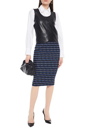 VICTORIA BECKHAM Houndstooth cotton-blend jacquard pencil skirt