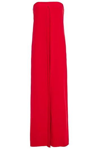 VALENTINO Trägerloser Jumpsuit mit weitem Bein aus Seiden-Crêpe mit Falten