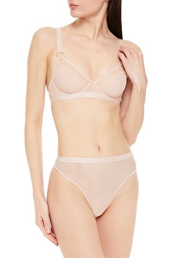 STELLA MCCARTNEY Bea Treasuring lace-trimmed stretch-tulle high-rise briefs