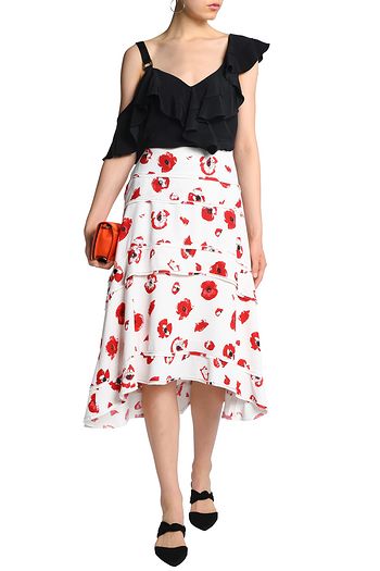 PROENZA SCHOULER Tiered floral-print crepe midi skirt