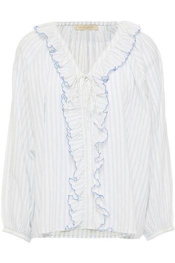 VANESSA BRUNO Nelio ruffled striped cotton-jacquard blouse