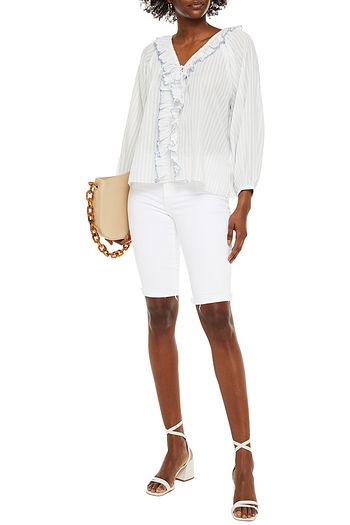 VANESSA BRUNO Nelio ruffled striped cotton-jacquard blouse