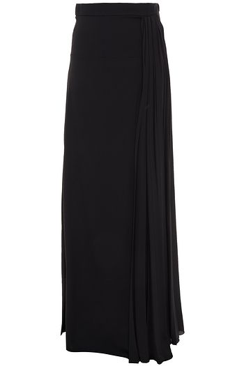 LANVIN Pleated silk-crepe maxi skirt