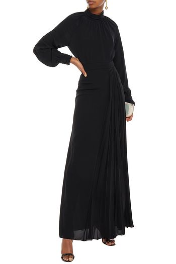 LANVIN Pleated silk-crepe maxi skirt