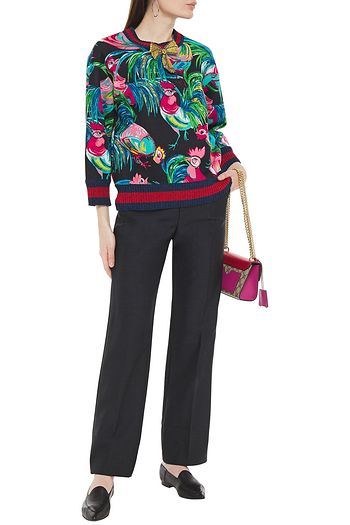 GUCCI Bedrucktes Sweatshirt aus Baumwoll-Scuba mit Metallic-Besatz und Verzierung