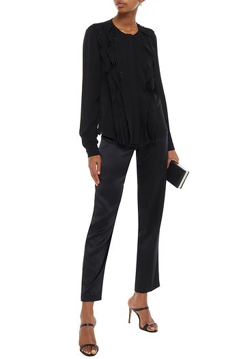 LANVIN Bluse aus Seiden-Crêpe mit Rüschen und Zierperlen