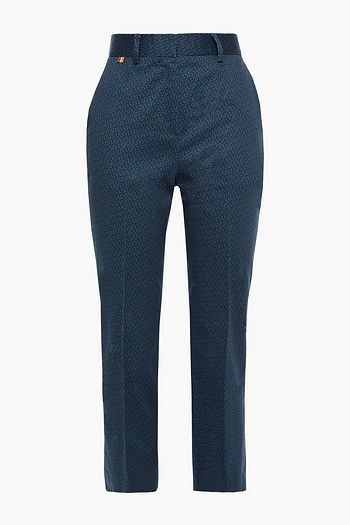 PAUL SMITH Cropped printed cotton-blend slim-leg pants