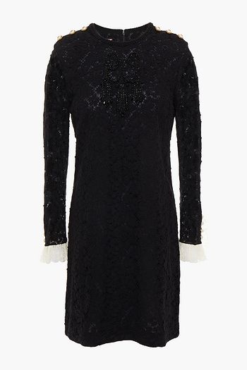 GUCCI Embellished cotton-blend crocheted lace mini dress
