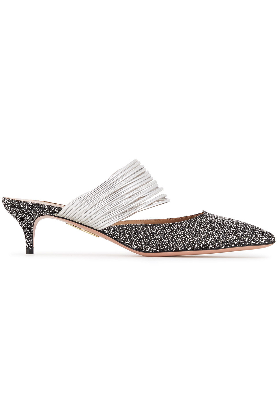 Woman Rendez Vous 45 Lamé And Metallic Leather Mules