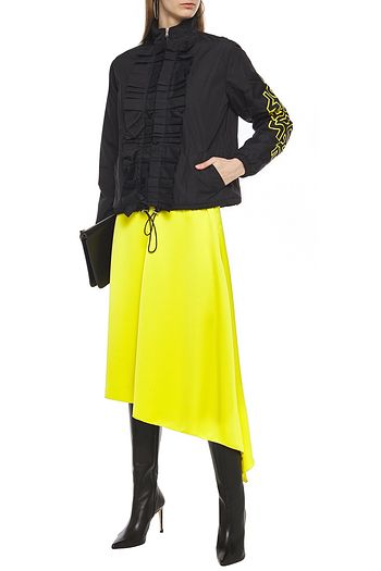 MOSCHINO Ruffled printed shell jacket