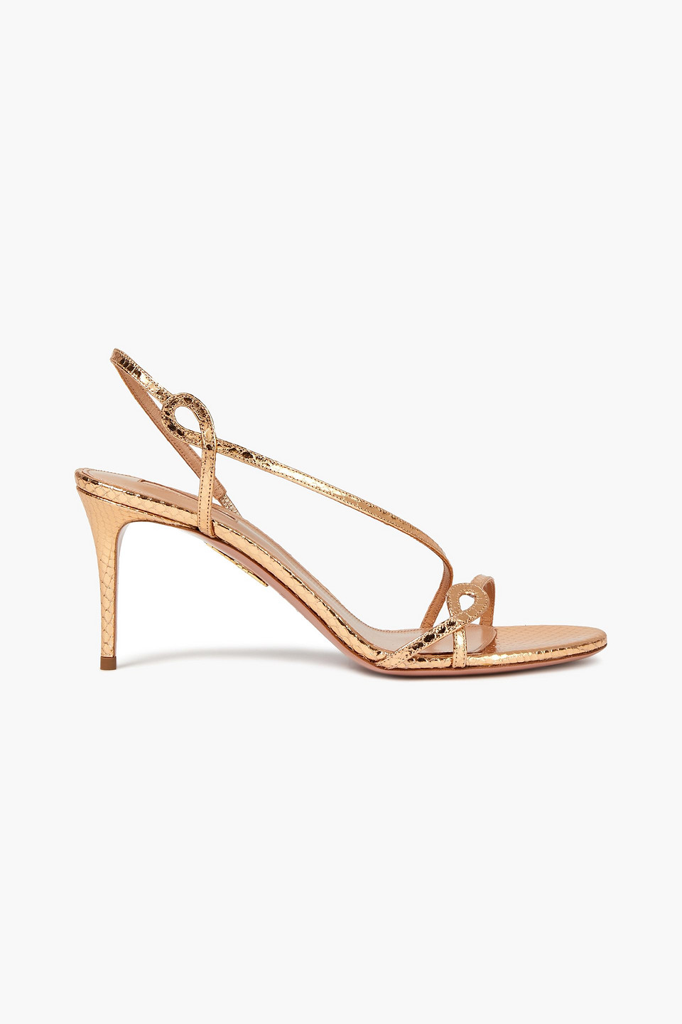 Woman Metallic Snake-effect Leather Slingback Sandals