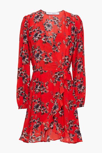 IRO Xena ruffle-trimmed floral-print crepe de chine mini wrap dress