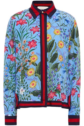 GUCCI Hemd aus Crêpe de Chine aus Seide mit floralem Print