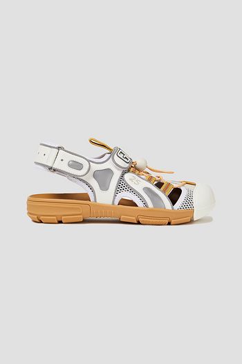 GUCCI ロゴ付き カラーブロック レザー&メッシュ サンダル
