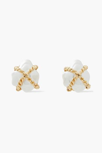 KENNETH JAY LANE Gold-tone faux pearl clip earrings