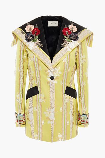 GUCCI ケープ風 装飾付き コットン&シルク混ジャカード ブレザー