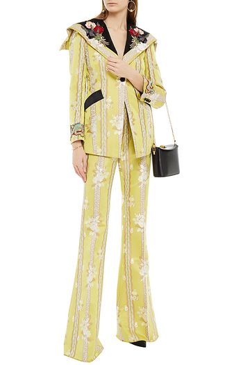 GUCCI ケープ風 装飾付き コットン&シルク混ジャカード ブレザー