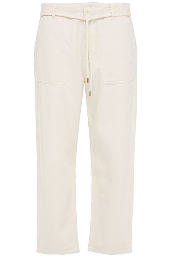 MAJE Piano cropped belted cotton-gabardine straight-leg pants