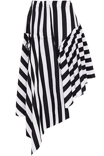 MARQUES' ALMEIDA Asymmetric gathered striped cotton midi skirt