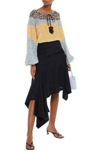 LANVIN Asymmetrischer Rock aus Faille mit Rüschen