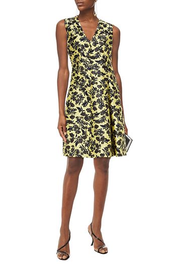 ERDEM Yoko pleated floral-brocade dress