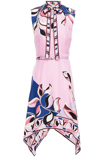 EMILIO PUCCI Asymmetric printed silk-twill mini dress