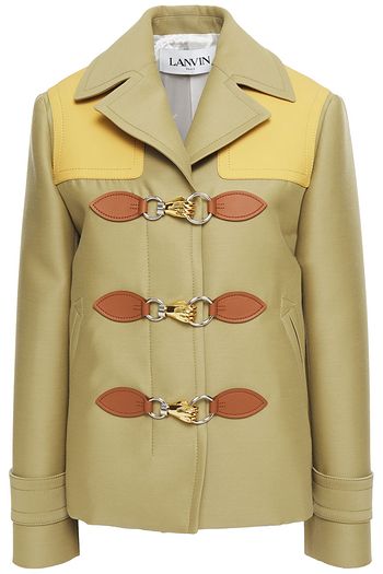 LANVIN Jacke aus einer Woll-Seidenmischung mit Lederbesatz