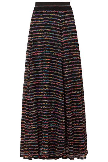 MISSONI Metallic striped crochet-knit maxi skirt