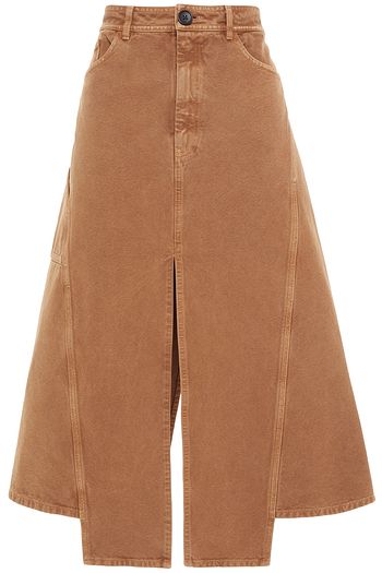 LANVIN Midirock aus Baumwoll-Canvas mit Schlitz vorne