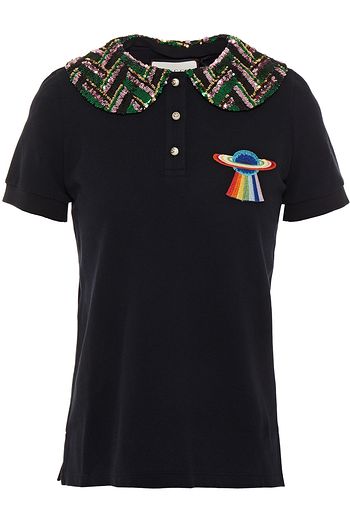 GUCCI Poloshirt aus Baumwoll-Piqué mit Verzierung
